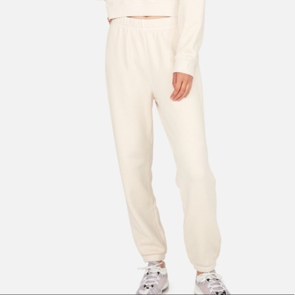 MATE the label Fleece Relaxed Sweatpants- Bone - Small.